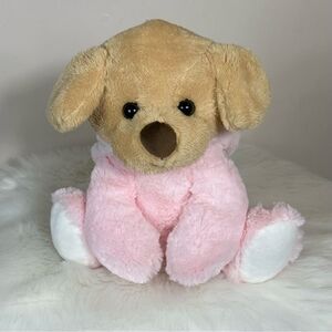 Plush Dog Toy - Tan and Pink